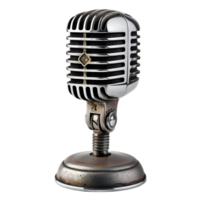 an old microphone on a stand with a transparent background png
