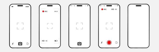 Mobile phone screen camera interface vector