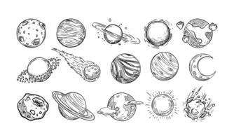 Exploring the Universe handdrawn collection vector