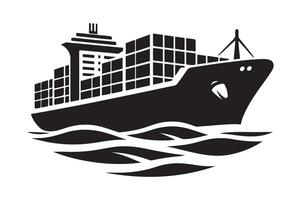 Container Ship Silhouette Vectors Illustrations for Web and Print Use