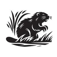 Nature-Inspired Swamp Beaver Silhouettes for Environmental Graphics vector