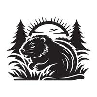 Artistic Swamp Beaver Silhouettes for Web and Print Design vector