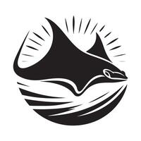 Silhouette Vectors of Giant Manta Rays for Nature and Ocean Illustrations
