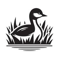 Customizable Little Grebe Silhouette Vectors for Various Designs