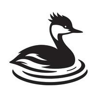 Stylish White-Tufted Grebe Silhouette Vectors for Digital and Print Projects