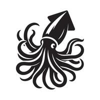 Squid Silhouette Vectors Designs for Marine Science and Research Graphics