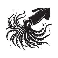 Bold and Elegant Squid Silhouette Vectors for Custom Art Projects