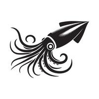 Squid Silhouette Vectors for Custom Stickers, Emblems, and Badges