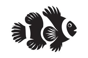 Elegant Clownfish Silhouette Vectors for Ocean-Themed Graphics