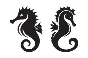 Seahorse Silhouettes Vectors Set for Nautical and Beach Designs