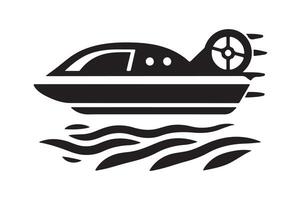 Editable Hovercraft Silhouette Vectors for Nautical and Transport Logos