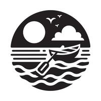 Paddle Boat Silhouettes for Adventure, Exploration, and Fun Graphic Projects vector