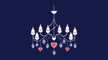 Elegant Chandelier Design in Flat Style with Colorful Accents Art vector