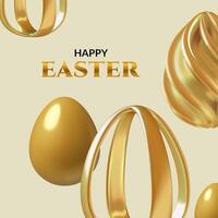 contento Pascua de Resurrección resumen antecedentes diseño con 3d oro Pascua de Resurrección huevos vector