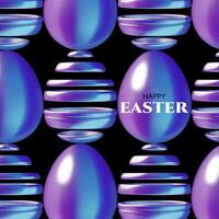 Holographic abstract 3d Easter eggs on black background vector
