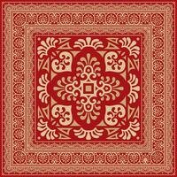 square gold with red border, frame, Pompeii. Rectangle Neopolitan ornament. Art of Ancient Rome. vector