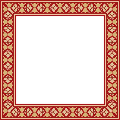 gold and red square national Indian ornament. Rectangle, border, ethnic Hindu frame
