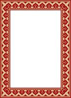 square gold with red national Persian ornament. Rectangle, frame, border, ethnic pattern of the peoples of Iran, Tajikistan vector