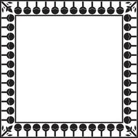 black monochrome square Egyptian ornament. Rectangle, frame, ancient Egypt.Pattern of lotus flowers and sun vector