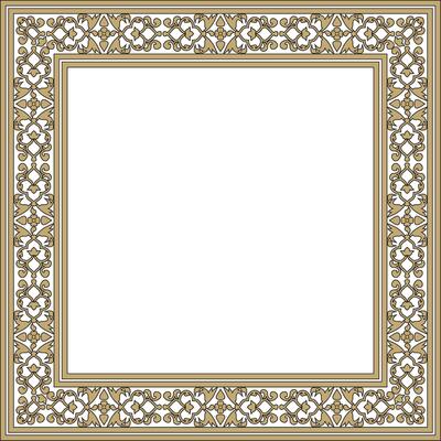 gold with black square Turkish national ornament. Ottoman border, frame. Ethnic floral rectangle, Seljuk Turks pattern. Decoration of the Sultan's palaces.