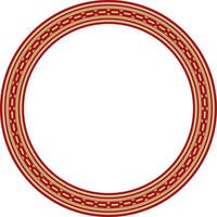 Gold with red round Egyptian ornament. Circle, frame, ring of ancient Egypt. vector