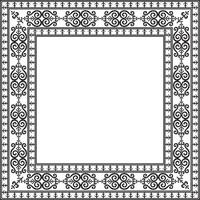 monochrome black square Yakut ornament. An endless rectangular border, a frame of the Far East vector