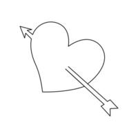 Love shape single-line art creates a heart, symbolizing love with continuous line. vector