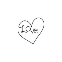Love shape single-line art elegantly forms a heart, symbolizing love and unity with a simple, continuous line. vector