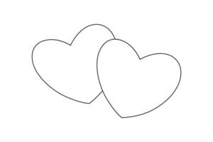 On a white artboard, the love shape single-line art beautifully captures the depth through a continuous line. vector