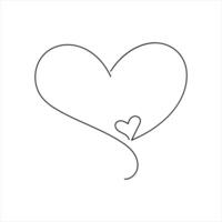 Love shape single-line art intricately captures the essence of love through a continuous, flowing line that seamlessly forms a heart, symbolizing the purity, depth. vector