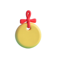 Playful Yellow Disc with Red Bow A Cheerful 3D Render png