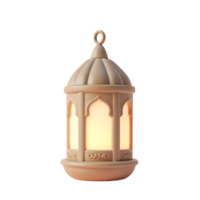 Illuminated Ramadan Lantern A Soft, Beige 3D Render png