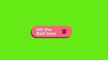 Hit the Bell Icon Animation for YouTube Channel, Button Animation on Green Screen Background, 2D Animation video