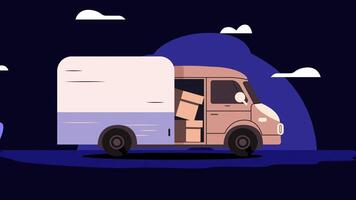 A Delivery Truck with Boxes, 2D Animation, Explainer Animation for Delivery Service video