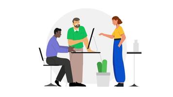 People Working at Desks in a Busy Office 2D Animation Depicting Office Environment and Productivity video