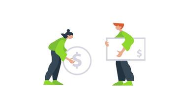 Two People Holding a Sign with a Dollar Sign 2D Explainer Animation for Business and Finance Concepts video