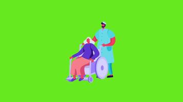 Doctor Helping a Patient, 2D Character Animation, Green Screen Background video