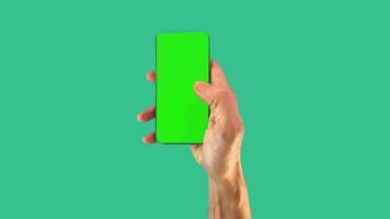 Hand Holding a Green Screen Phone on a Green Background, 2D Animation video