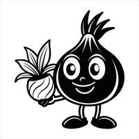 Illustration Of Onion Red Cartoon Holding A Plant Seed vector