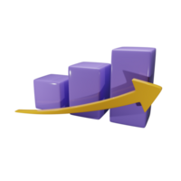3d icon rendering chart bar with arrow. Business graph illustration png