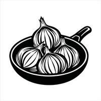 Onion Frying Pan Isolated On White vector