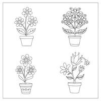 Floral Icon Coloring Page A Diverse Array of Artistic Flower Designs vector