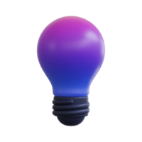 3D purple light bulb holographic Iridescent render icon isolated on transparent background png