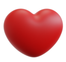 3D render red heart shape balloon isolated on transparent background png
