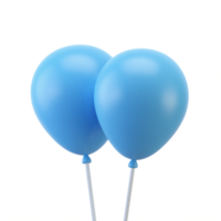 3D Blue balloon isolated on transparent background png