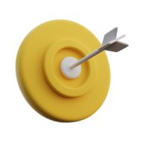 3D yellow target with arrow 3d render icon isolated on transparent background png