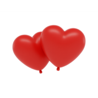 3D render red heart shape balloon icon isolated on transparent background png