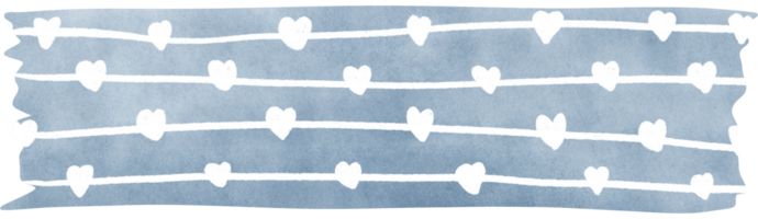 Washi tape with light blue background There are 5 rows of white hearts, each row connected by a line. png
