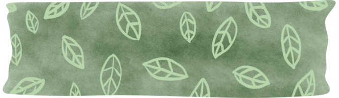 Washi tape with a calming watercolor pattern with a light green background Delicate white leaf patterns are scattered across the canvas. png