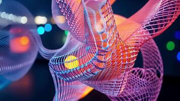 Closeup of a digital display showing realtime metrics of a 3D printer in action layers of filament building up gracefully to form a complex new design video